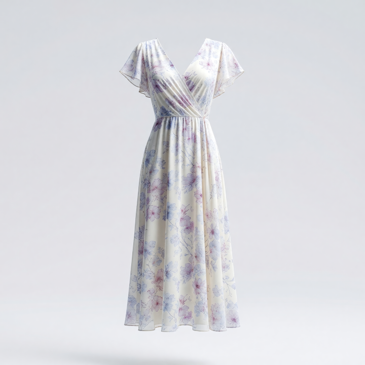 Floral Wrap Midi Dress